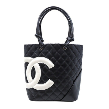 Chanel Cambon Line Medium Tote Women's Handbag A25167 Lambskin Black