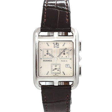 HERMES Cape Cod Chronograph CC1 910 Men's Watch Date Silver Dial Quartz