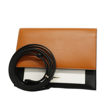 SALVATORE FERRAGAMOAuth  Shoulder Wallet Gold Hardware Women's Leather Brown