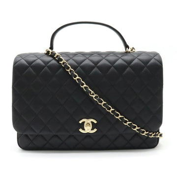 CHANEL Matelasse Coco Mark Handbag Chain Shoulder Bag Lambskin Black