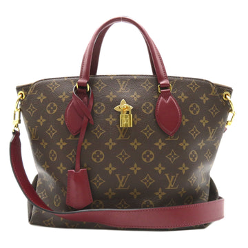 LOUIS VUITTON Flower zip tote MM Brown Red Bordeaux Monogram PVC coated canvas leather M44348