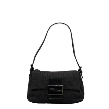 FENDI Zucchino Mamma Bucket Shoulder Bag Black Canvas Leather Women's