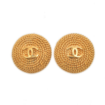 CHANEL Cocomark Round Earrings Gold 96P