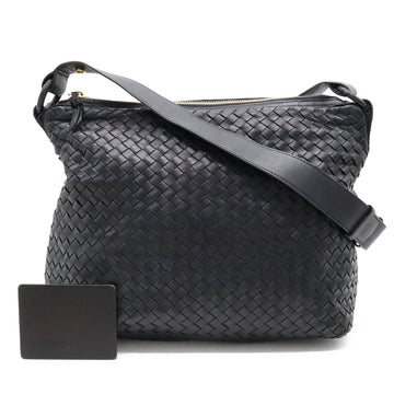 BOTTEGA VENETA Intrecciato Shoulder Bag Leather Black 115658