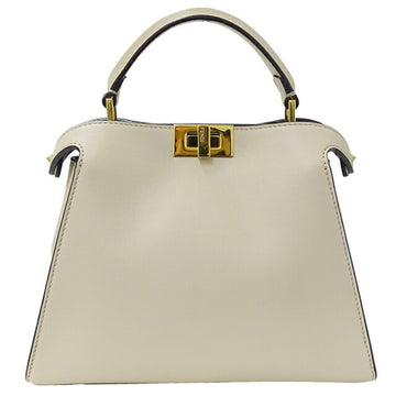 FENDI Bag Ladies Handbag Shoulder 2way Leather Peekaboo Essential Ivory