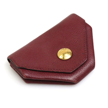 HERMES coin case wallet Le Van Quatre leather red brown gold unisex