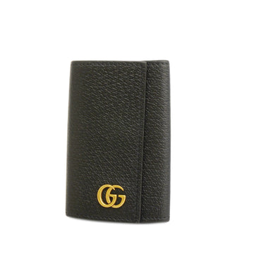 GUCCIAuth  GG Marmont Gold Metal Fittings 435305 Women's Leather Key Case Black