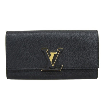 LOUIS VUITTON Taurillon Portefeuille Capucines Bifold Long Wallet M61248 Black Women's