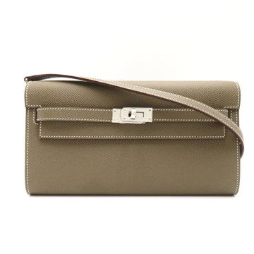 HERMES kelly wallet to go Gray Etoupe Grey Epsom leather