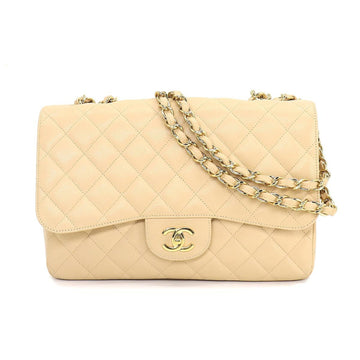 CHANEL Matelasse 30 Chain Shoulder Bag Caviar Skin Leather Beige Gold Hardware