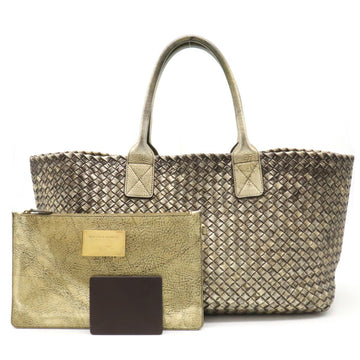 Bottega Veneta intrecciato cover MM tote bag leather metallic gold 115664