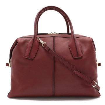 TOD'S D-styling D bag handbag mini Boston shoulder leather Bordeaux