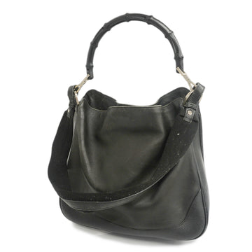 GUCCIAuth  Bamboo 2way Bag 001 4095 Women's Leather Handbag Black