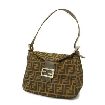 FENDIAuth  Zucca Mamma Bucket Women's Nylon Canvas Handbag Brown