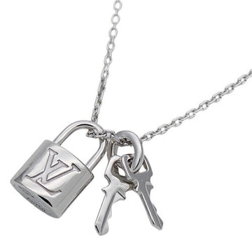 LOUIS VUITTON Necklace Women's 750WG Pandan Tif Lockit White Gold Q93320 Polished