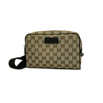 GUCCI Body Bag GG Canvas 449174 Brown Beige Silver Hardware Men Women