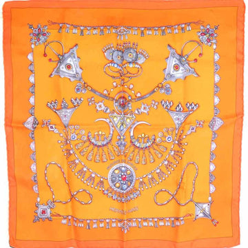 HERMES Scarf Muffler Petit Carre PARURES DES SABLES Silk Orange/Multicolor Ladies