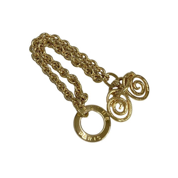 CELINE Vintage Circle Logo Motif Chain Bracelet Bangle Accessory Gold 06467