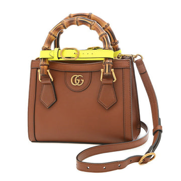 GUCCI Diana Mini Tote 2Way Bag Leather Brown 655661