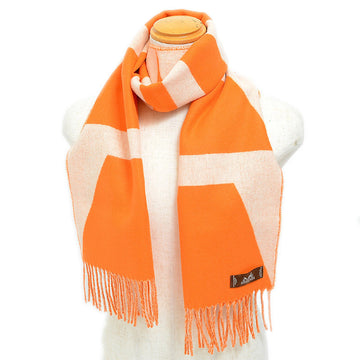 HERMES Scarf Kazak Optic Orange/White 30×140cm Cashmere 100%