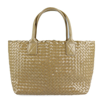 BOTTEGA VENETA Cover PM Intrecciato Tote Bag 141498 Enamel Leather Beige Handbag Shoulder Shopping with Pouch