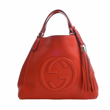 GUCCI Soho Interlocking G Leather Handbag 336751 Orange Ladies