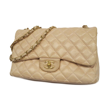 Chanel Big Matelasse W Flap W Chain Women's Leather Shoulder Bag Light Pink