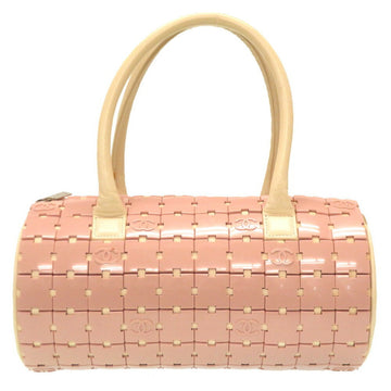 Chanel Duffle Bag Plastic Leather Pink White 6s Handbag