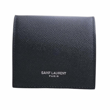 SAINT LAURENT Leather Foldable Coin Pouch Case 584065 Black Ladies