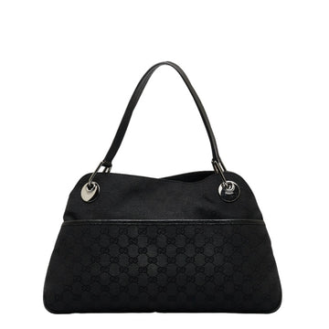 GUCCI GG canvas handbag tote bag 121023 black leather ladies