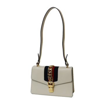 Gucci Shoulder Bag Sylvie White Ladies Leather