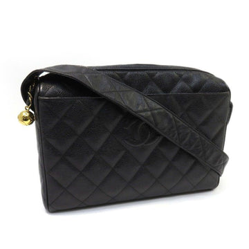 CHANEL Matrasse Shoulder Bag Caviar Skin Black Coco Ball