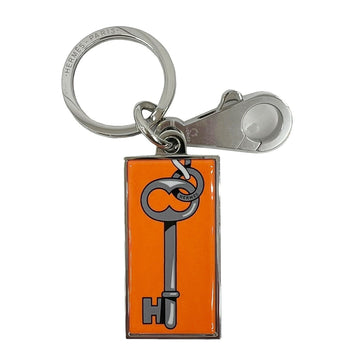 HERMES Illusion Key Ring Holder Silver Metal Fittings Men's Women's Orange Pop