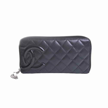 Chanel lambskin cambon matelasse round long wallet black