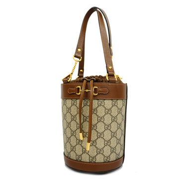 GUCCIAuth  Horsebit 637115 Women's GG Supreme Shoulder Bag Beige,Brown