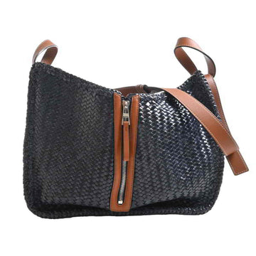 Loewe leather hammock woven medium shoulder bag navy