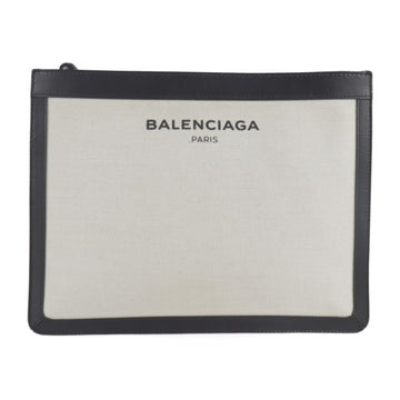 BALENCIAGA second bag 410119 canvas leather ivory black clutch