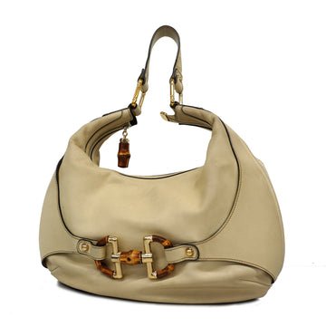 GUCCIAuth  Bamboo Shoulder Bag 152468 Women's Leather Ivory