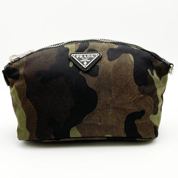 PRADA pouch camouflage pattern cosmetic nylon khaki ladies men's fashion accessories USED