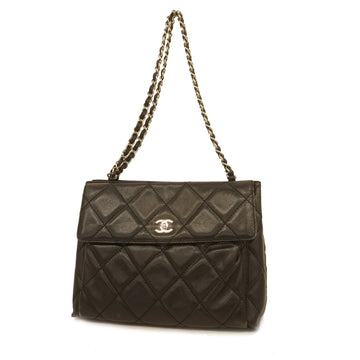 Chanel Matelasse Chain Shoulder Women's Caviar Leather Handbag Black