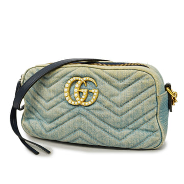 GUCCIAuth  GG Marmont Shoulder Bag Velor 447632 Women's Denim Light Blue