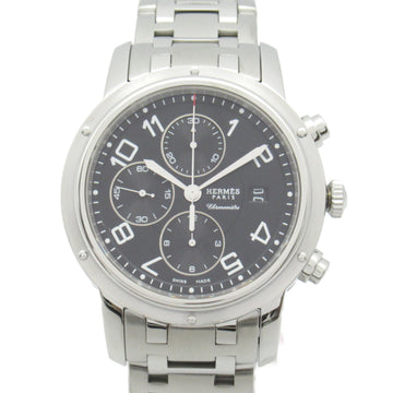 HERMES Clipper Chrono Wrist Watch Watch Wrist Watch CP1.910 Mechanical Automatic Black Stainless Steel