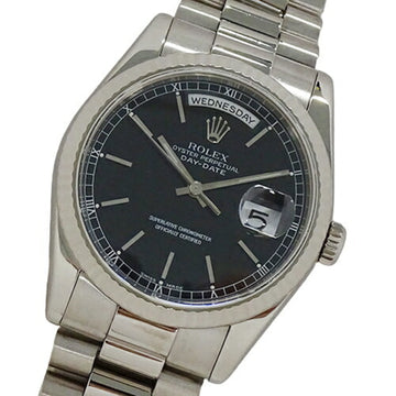 ROLEX day date 118239 K number watch men's self-winding AT 750WG 18K white gold black polished