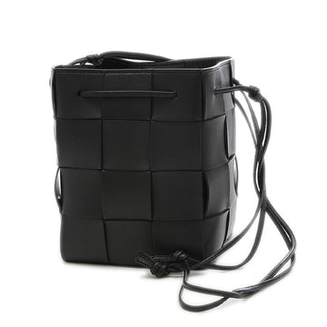 BOTTEGA VENETA Small Cassette Bucket Bag Shoulder Calf Black 680218