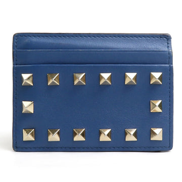 VALENTINO GARAVANI Garavani Card Case Pass Leather Blue Ladies