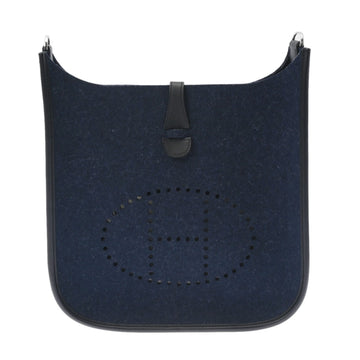 HERMES Evelyn 3 PM Blue Nui Black D Engraved [around 2019] Women's Felt Shoulder Bag