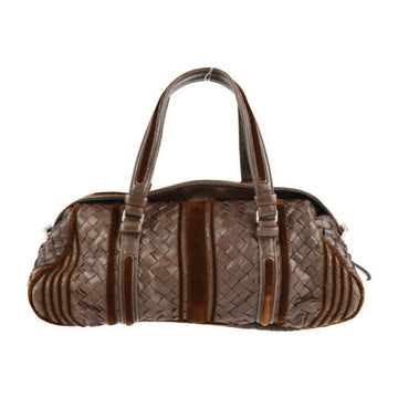 BOTTEGA VENETA intrecciato handbag 144776 leather velor brown mini Boston