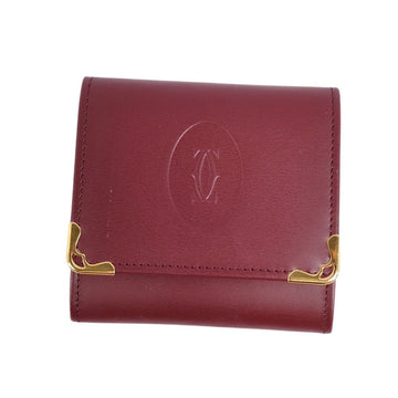 CARTIER Wallet Mustline Coin Case Calf Leather Ladies Bordeaux