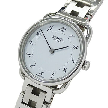 HERMES watch ladies' also quartz stainless steel SS AR3.210 silver white round polished