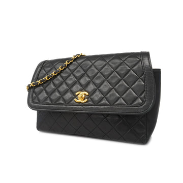 Chanel Matelasse Single Chain Women's Leather Shoulder Bag Black